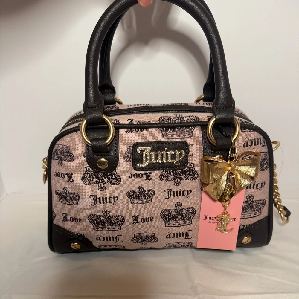 Juicy Couture Pink and Brown Vintage Y2K Bag